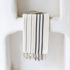 Randig beige hamam handduk