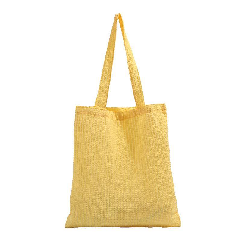 Fresh Bubble Summer Plaid Cucumber Shoulder Bag Versatile Small Canvas Bag Girl Tote Bag gul