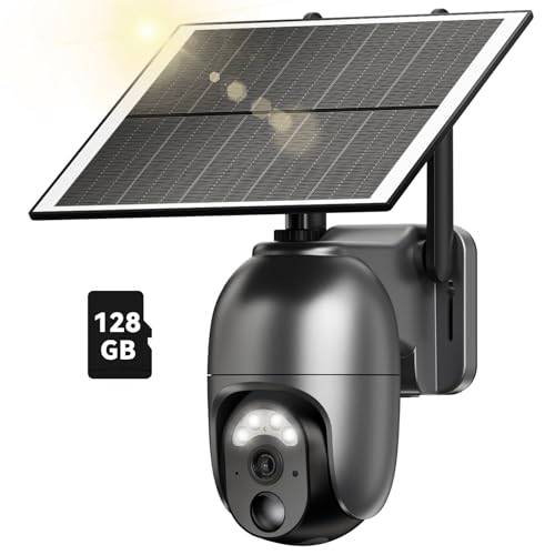 NUASI 4G LTE övervakningskamera utomhus med sim, 2K HD trådlös solsäkerhetskamera med batteri, PTZ 355°/100°, mörkerseende, PIR-rörelsedetektering, tvåvägs ljud, IP66