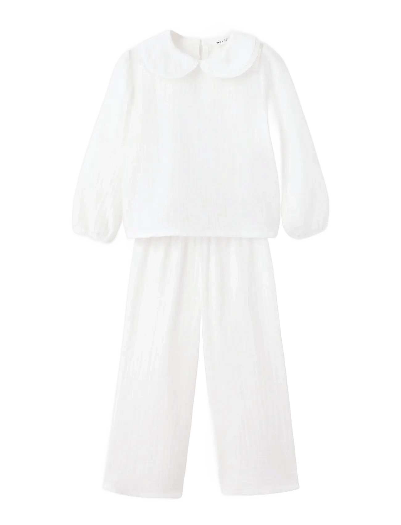 Mango Full Cotton Textured Pyjamas Set - White - 18-24M