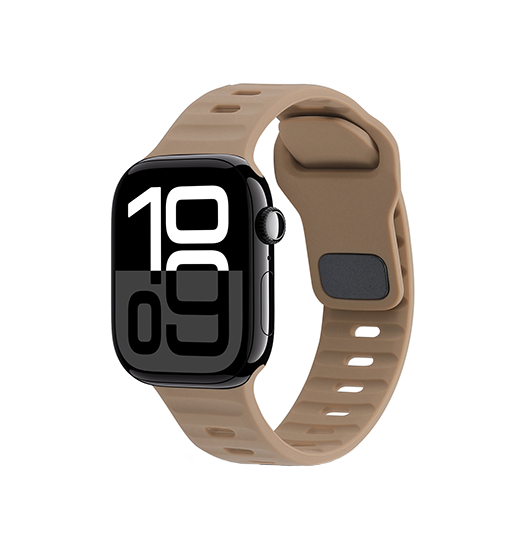Apple Watch (38/40/SE/41/42mm) - Square Buckle Silikonerem - Brown