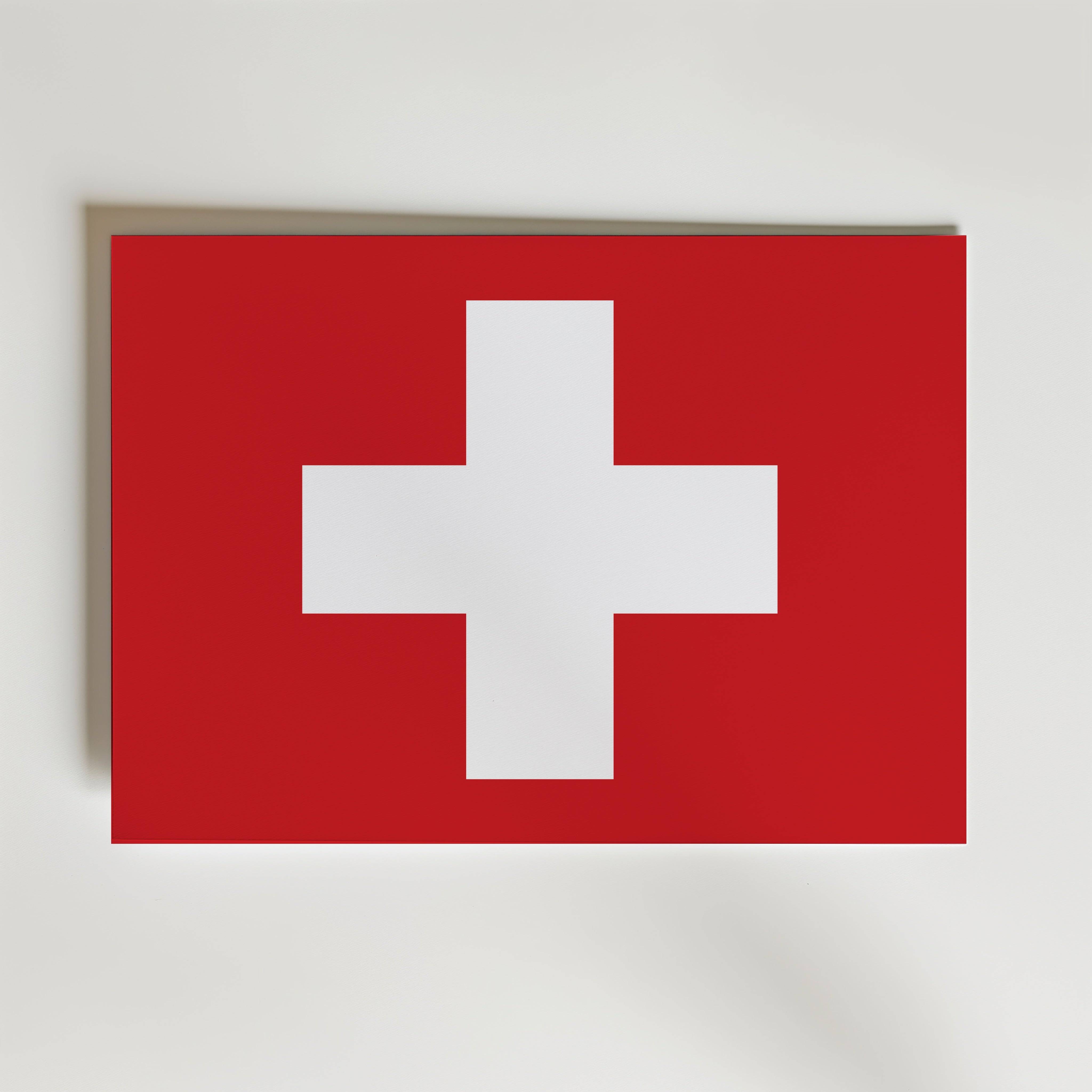 Switzerland National Flag Poster - Canvas 50x40 cm