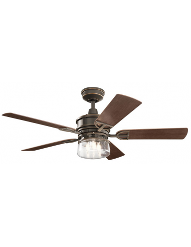 LYNDON Loftventilator i stål og ABS Ø132 cm - Antik bronze/Brun træ