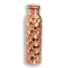 OSNICA Kopparvattenflaska för resenärer, skarvfri, läckagesäker, Ayurveda-hälsofördelar, snygg kopparflaska, fitness, yoga, naturlig, 900 ml (design 17)
