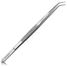May – matlagningspincett – fin och böjd spets – 25 cm lång – kökspincett – grillpincett – grilltång – rostfritt stål pincett