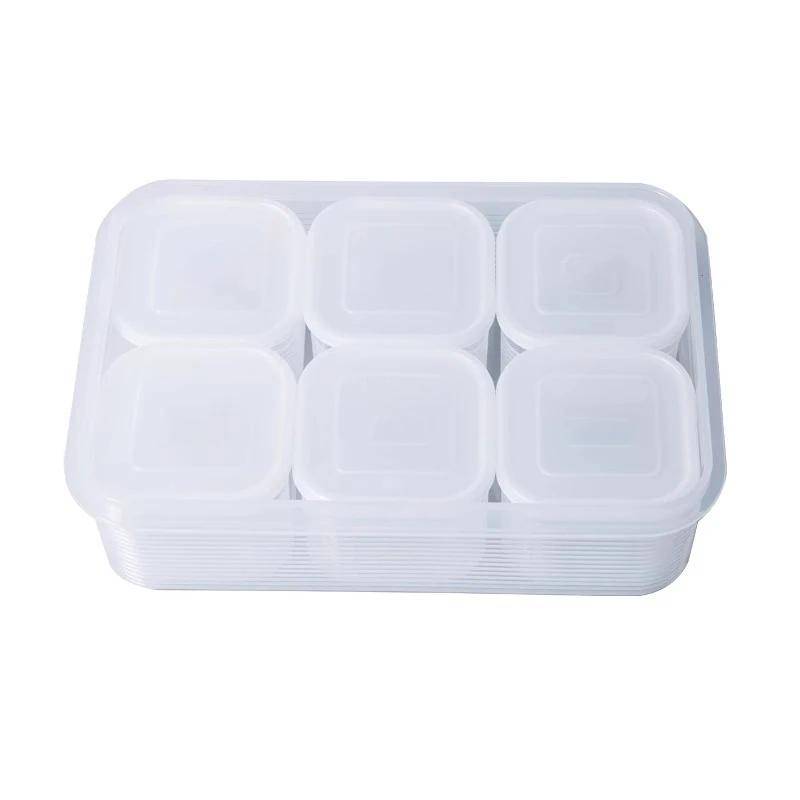 Food Storage Container 6 Grids Vegetable Fruit Fresh-keeping Box with Lid for Refrigerator Kitchen Spice Seasoning Storage Jar
