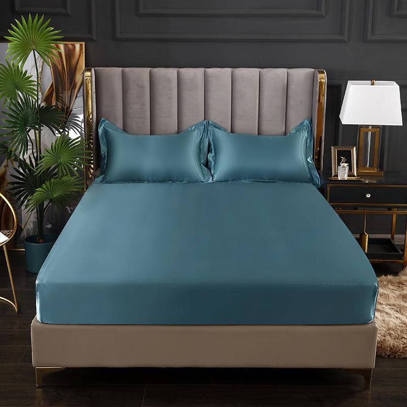 Bed Sheet Satin Polyester Fitted Bed Sheet King Size sabanas cama 150 Queen Size Bottom Sheets for Bed(no pillowcase) 120x200x25cm Single