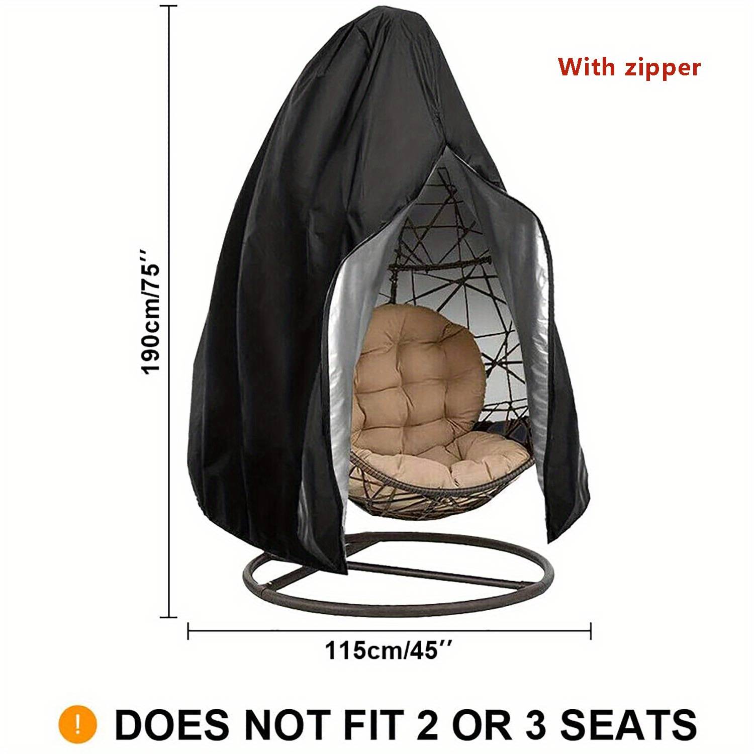 Upgraded Patio Egg Chair Covers With Zipper, Wicker Egg Swing Chair Covers, Heavy Duty Weather Resisatnt Outdoor Chair Cover, Windproof Hanging Chair Cover