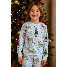 Pyjamas för barn 2-delad långärmad- med julmotiv -Renar  130/140cl Julpyjamas: 130cl