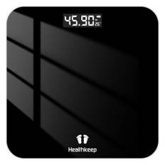 Healthkeep Personvåg, kroppsvåg med sensorer med hög precision, personer digital våg med step-on-teknik, viktvåg av säkerhetsglas, svart