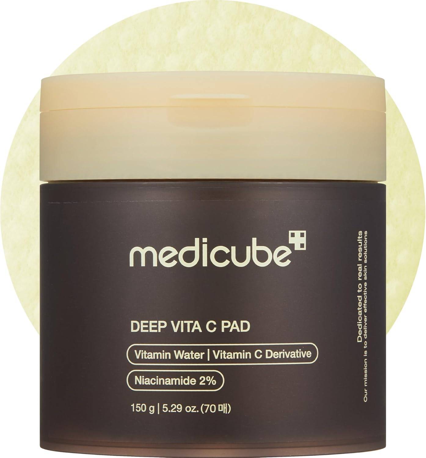 Medicube Deep Vita C Facial Pads. Vitamin C Toner Pads for Uneven Skin Tone. 1pcs brun