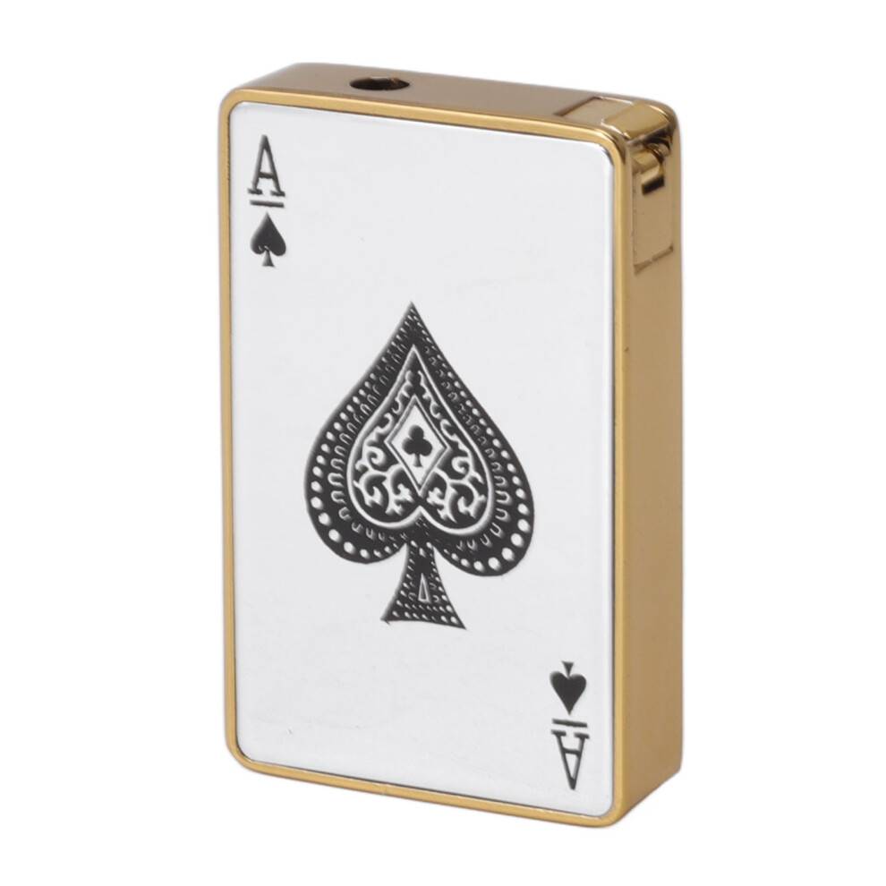 Vintage metallighter genopfyldelig butan unik gave til mænd bærbar lomme elektronisk pulsantændelse flamme justerbar retro design cool pokerstil