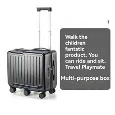 22 Inch Unisex Rideable Travel Luggage With Wheels And Password Lock, Trolley Suitcase Travel Suitcase Suitcases Suit Case Waterproof Holiday Winter - Black - 22 inch
