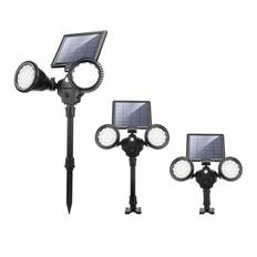 Solar Powered Lawn Lamp Wall Light Outdoor Garden Lamp PIR Motion Sensor Lights IP65 Waterproof White Light svart