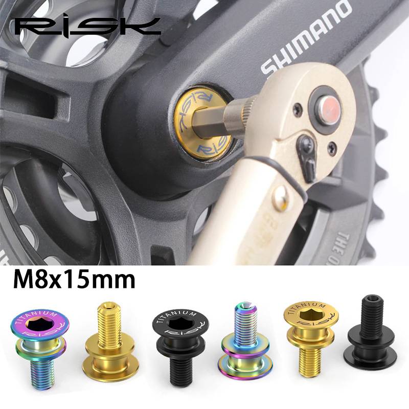 RISK Titanium bicycle crank screw Fixing Bolts M8x15 MTB Road Bike Bottom Bracket  screw Square bicycle crank arm fixing screws