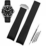 HEYOZURY Silikon Klockband för Tag Heuer 22mm，Perforerad Design i Silikon Aquaracer Monaco Serier Läder Replacement Strap Original Armband Kompatibel med Tag Heuer