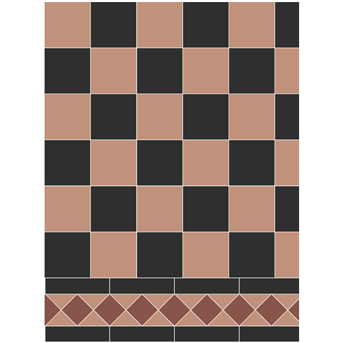 Klinker Victorian Lincoln 10x10: 10x10 Svart/Terrakotta MIx (Nät) 0,97 kvm/box