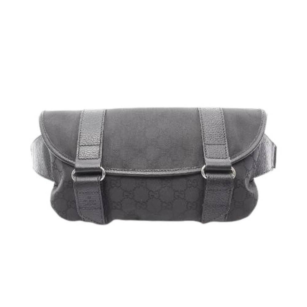 Gucci Vintage Pre-owned GG nylon læder bæltetaske - Vintage - Herre - Sort - ONE SIZE - Læder