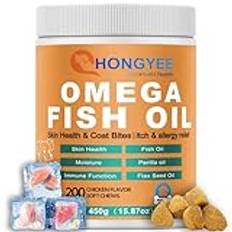 Hud och päls Omega 3 för hundar och katter mot klåda i ett behandlingsformat, för frisk hud och glänsande päls –L-treonin, DHA, EPA, zink, VE, perillaolja, linolja, fiskolja - 200 läckra snacks (450g)