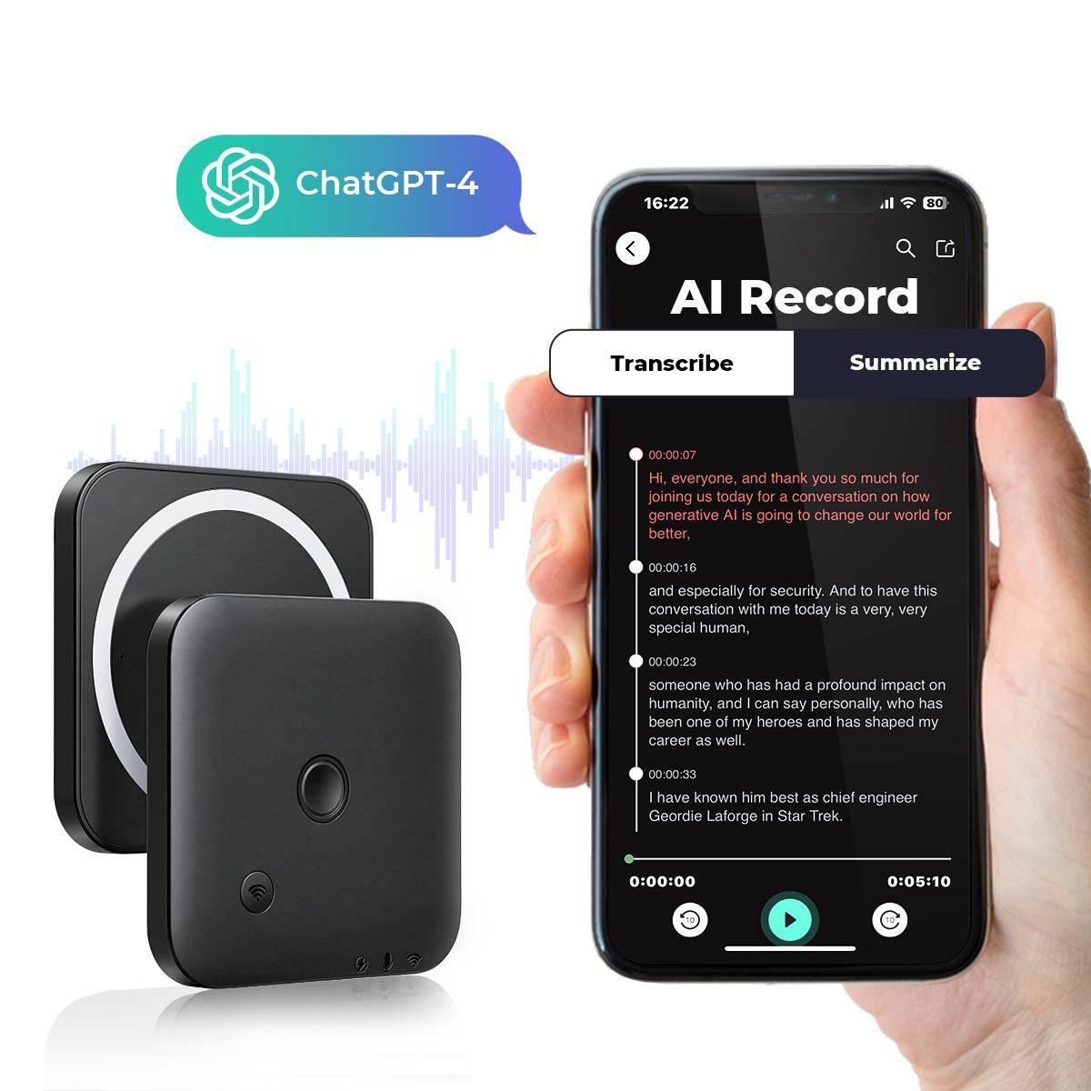 KENTFAITH AI Voice Recorder Voice-to-Text & Transcription for Meetings, Calls, Interviews, 64G Kentfaith Mini & Magnetic