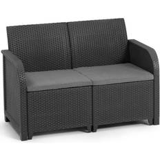 Garden bench - Allibert by KETER - SanRemo - in woven rattan imitation resin - Graphite gray