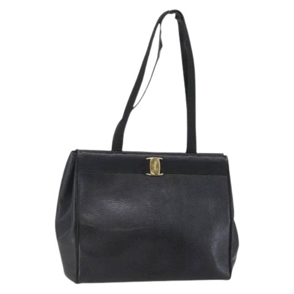 Salvatore Ferragamo Pre-owned Pre-owned Leather Skuldertaske - Vintage - Dame - Sort - ONE SIZE - Uld