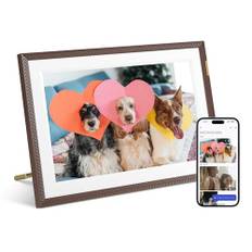 ARZOPA Digitaler Bilderrahmen WLAN 10,1 Zoll 32GB Kostenlose Arzopa App Teilen Fotos Videos Digitale Bilderrahmen 1280x800 IPS HD Touchscreen Bester Elektronischer Bilderrahmen als Geschenk-D10 Braun