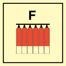 Fixed fire extinguisher battery - F,  150 x 150 mm