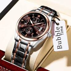 Klassisk vintage 3-Ring Design Single Calendar Quartz Watch, Fashion Six-Needle Series - En-Storlek