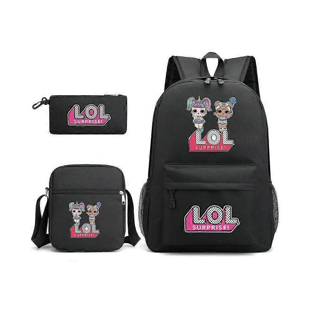 (3pcs set, 13) LOL Surprise Dolls Children School Backpacks for Girls Cute Cartoon Waterproof Lightweight Kids School Bag