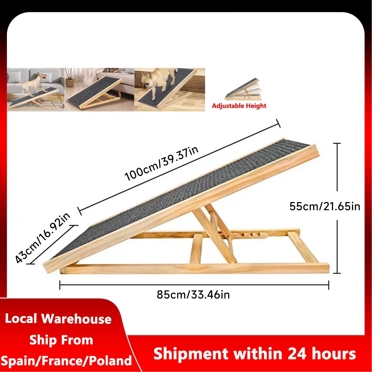 Wooden Foldable Non-Slip Pet Staircase Adjustable Heigh Dog Staircase For Sofa Cars Beds Couches Good Gift For Kittens Puppies