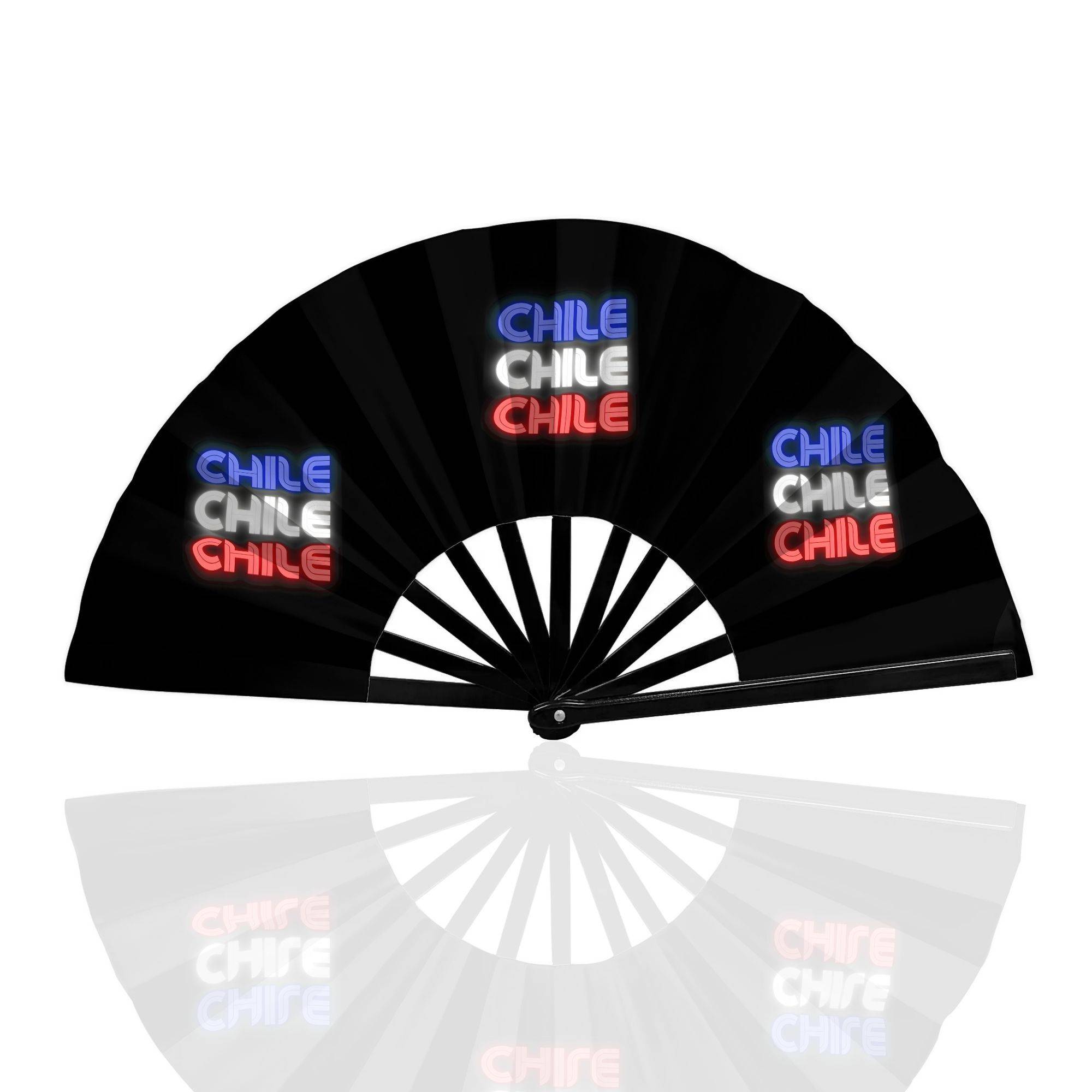 Chile-themed Folding Fan - Portable Collapsible Cooling Fan Suitable For Sports, Parties, Outdoor Events & Pride Gifts, Compact Novelty Accessory For Travel And Casual Use