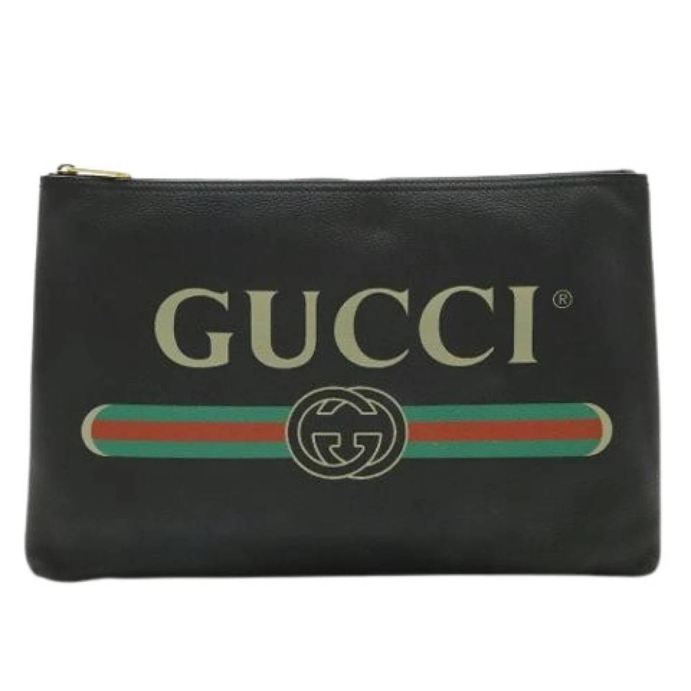 Gucci Vintage Pre-owned Vintage Clutch Taske - Vintage - Dame - Sort - ONE SIZE - Læder