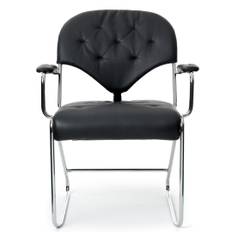 Karmstol Sam hög - Läder Classic soft svart/Plain 88/svart metall