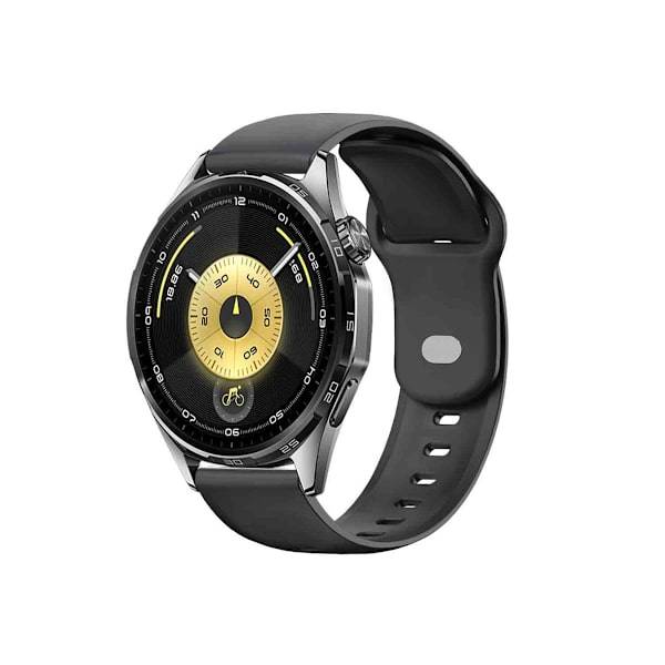 22mm Fluoroelastomer Klockarmband Kompatibelt med Huawei GT6 Pro & GT5 - Flera Färger Black