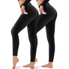 CAMPSNAIL 2er Pack Leggings Damen Schwarz High Waist Sport Leggins Blickdicht Sporthose für Gym Yoga(2er Pack- Schwarz-T,3XL)