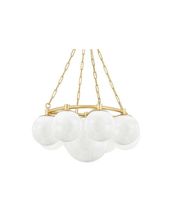 Hudson Valley Lighting Thornwood takkrona antik mässing - Guld / Vit (H: 38 x Ø: 74 cm)