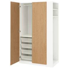 PAX / STORKLINTA garderobskombination, vit ekmönstrad/vit, 120x60x201 cm