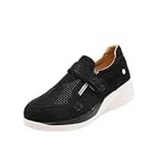 Dam Runner Trainer sneakers topp gym sport sport mode upp skum innersula komfort lätt avslappnad arv vintage stil, B 379 svart, 37.5 EU bred