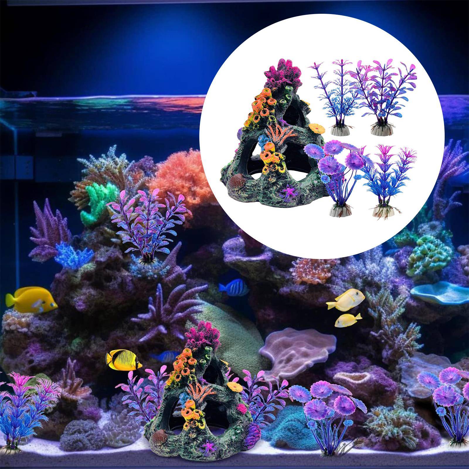 Realistisk Harts Korallrev Akvarium Dekoration Set Fiskens Livsmiljö Kit Verktyg Akvarier Undervattenslandskap Modell Skulptur blue