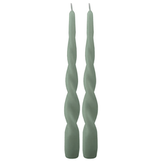 Snoede stagelys antik grøn 2x - 24 cm