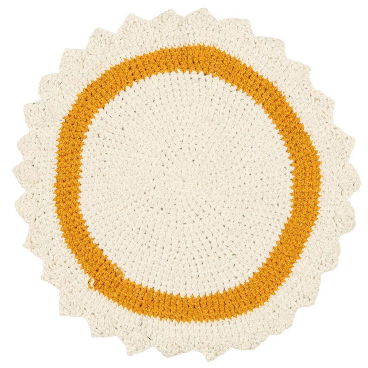 Hæklet dækkeserviet ø29cm Mustard