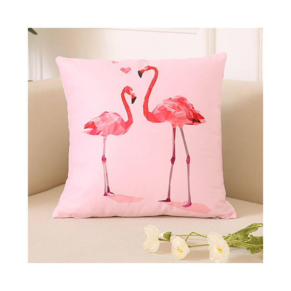 (D)Flamingo Home Sofa Chair Decor Pillowcase Throw Pillow Case Waist Cushion Covers