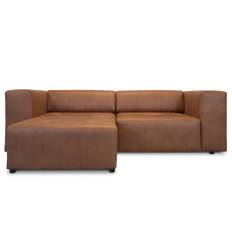 Heaven sofa med chaiselong højre, venstrevendt cognac farvet læder.