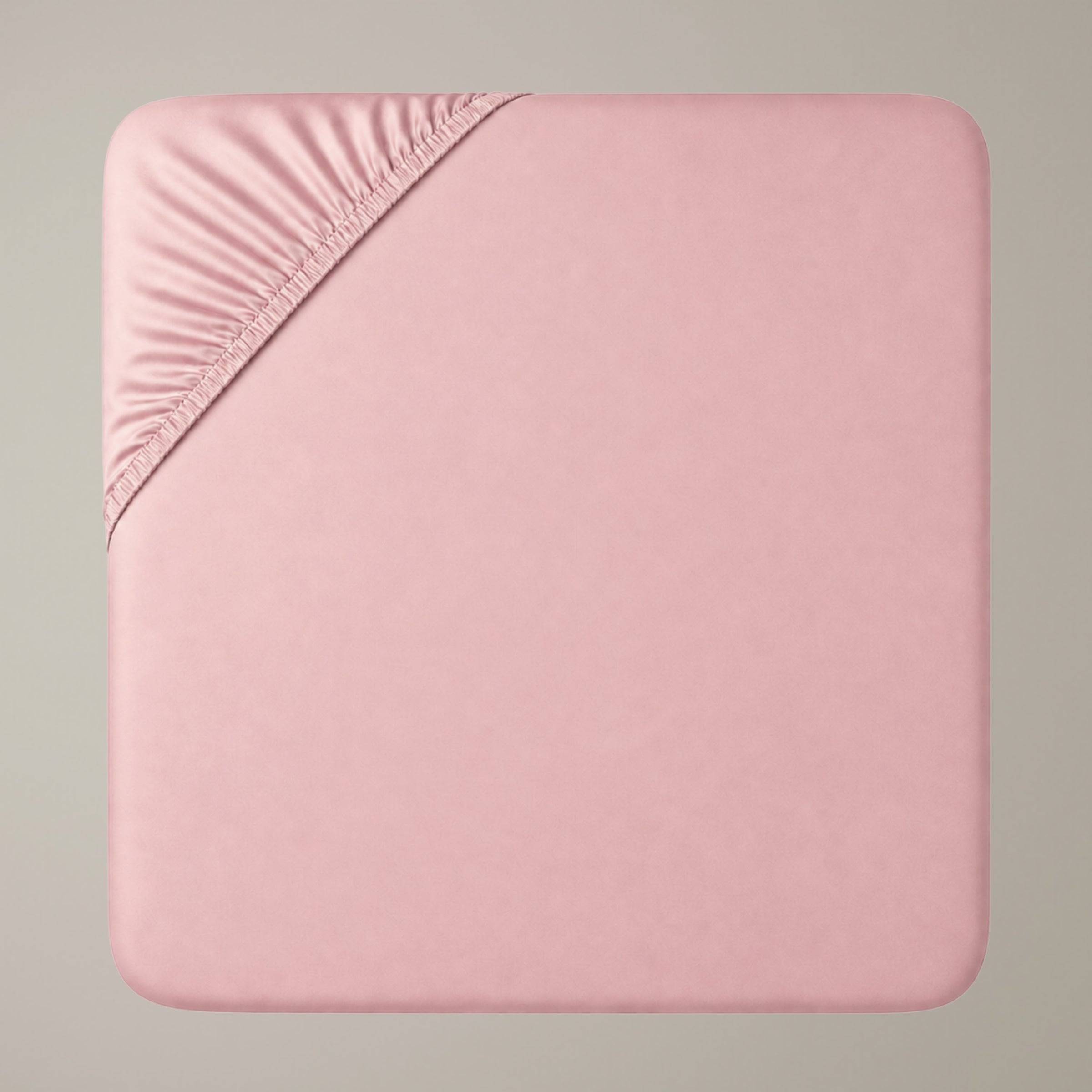 Finole Luxe Satin Spannbettlaken aus ägyptischer Baumwolle - Nuge Rose / 100cm x 200cm