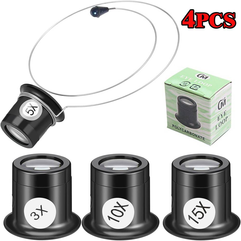 3X 5X 10X 15X Jewelers Eye Loupe Loop Magnifier Glass Watchmaker Watch Repair Tools Monocular Jewelery Magnifying Glasses Lens