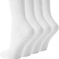 2 Pairs Women Pilates Non-Slip Socks, Pilates Sticky Grips Socks, High Traction Yoga Socks With Grips, White, Gym - White - 36-39,40-43