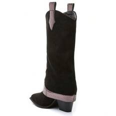 Svarta & Guldfärgade Pythonmönstrade Högklackade Westernstövlar - Elegant Och Charmig Cowgirl-Look (EUR36,EUR37,EUR38,EUR39,EUR40,EUR41)