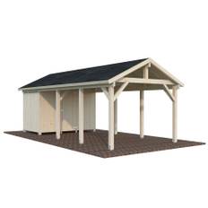 Palmako carport m/skur Robert hvidtrykimprægneret 23,1 m²