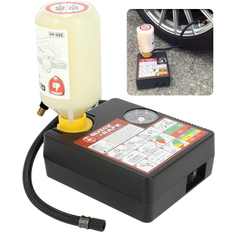 Dækreparationskit Universal 12V - Kompressor (120W) & lappegele - 300 ml. (inkl. adaptere) - Hurtig levering